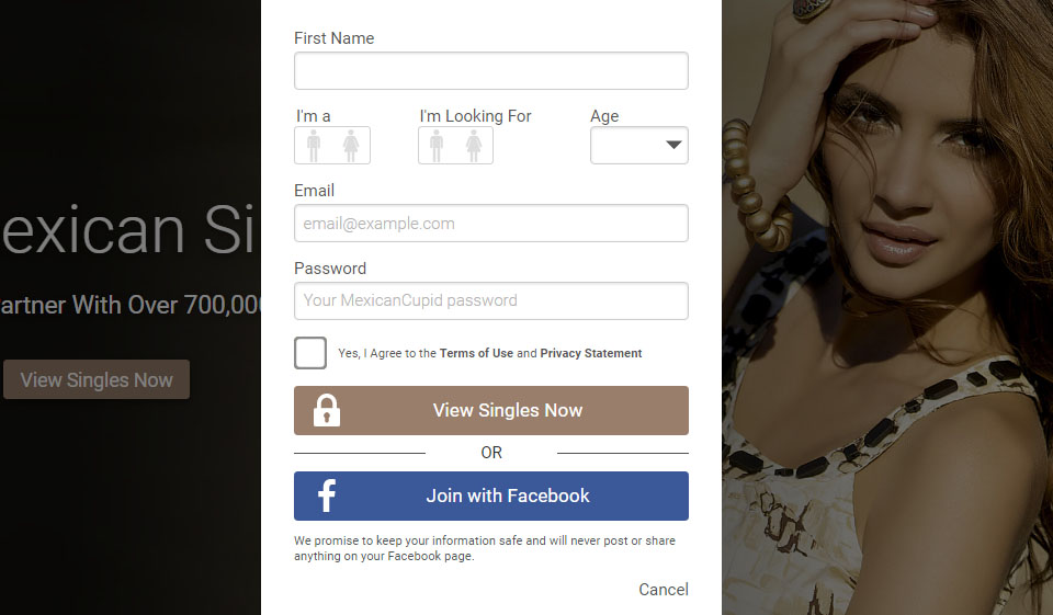 Mexican Cupid Process of Registration and Logging In