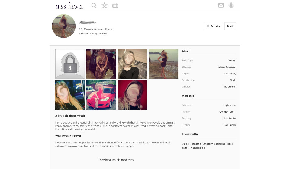 MissTravel User Profile Features