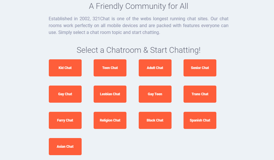 321Chat Active Users of All Age Groups