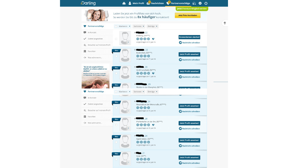 eDarling Details of Age Distribution