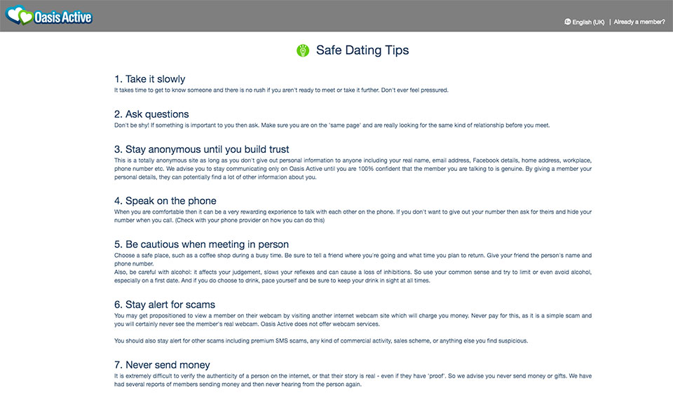 Información sobre la edad activa de Oasis