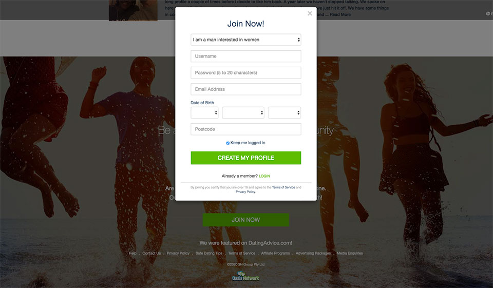 Información de perfil activo de Oasis