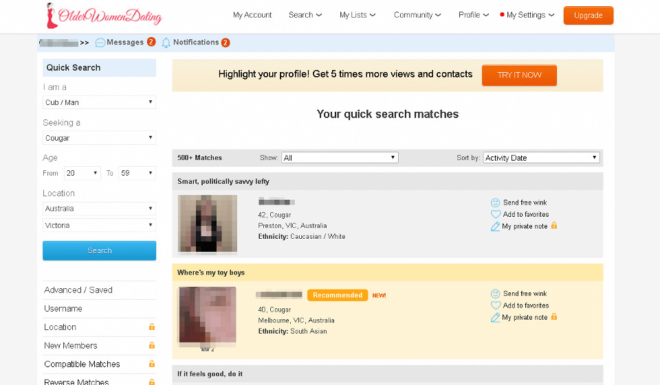Older Women Features for Paid and Non-Paid Users