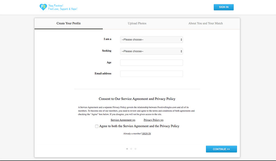 Positive Singles Sign-Up Process And Login Info