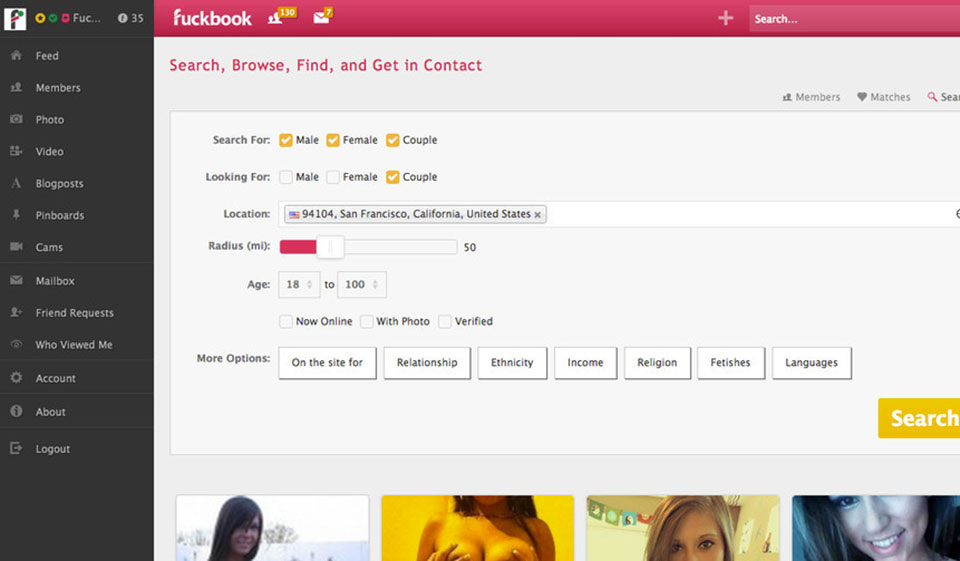 FuckBookHookup Mobile Application