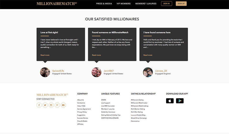 MillionaireMatch Setting Up Your Profile