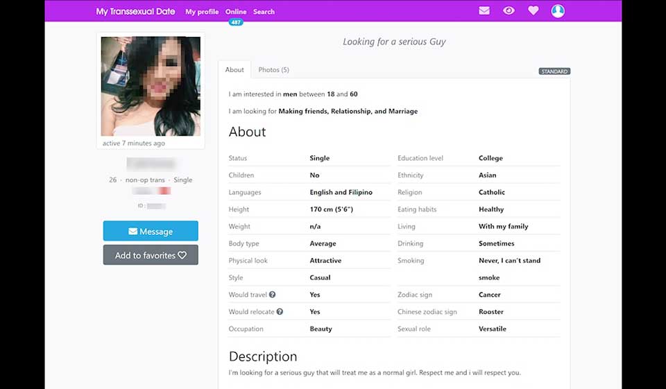 MyTranssexualDate Standout Features