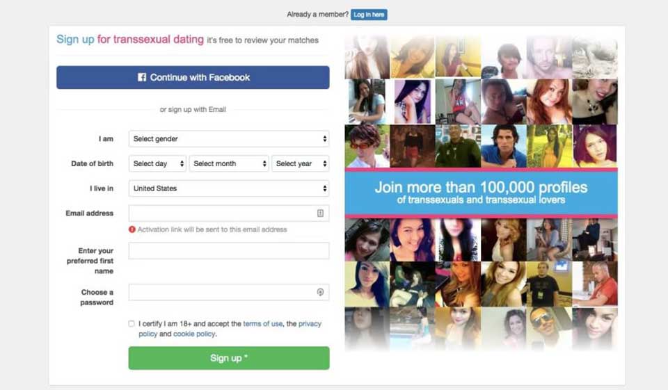 MyTranssexualDate Layout and Usability