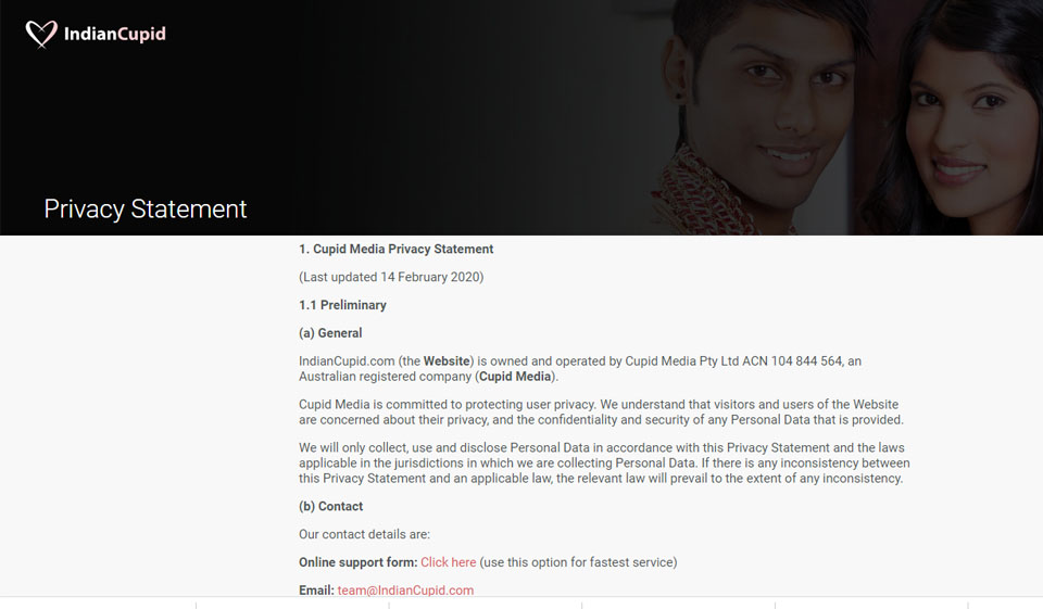 IndianCupid Navigation site