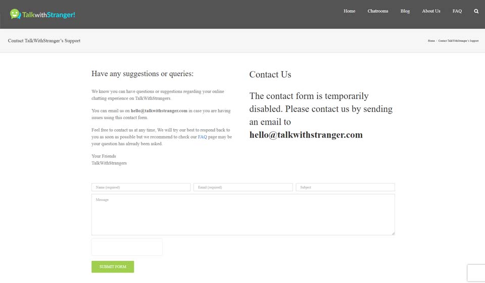 TalkWithStranger Website Layout and Usability